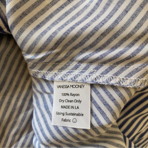 Vanessa Mooney || Celia Bustier Crop Top Button Mini Skirt Set Blue Stripe S NWT - Picture 8 of 10